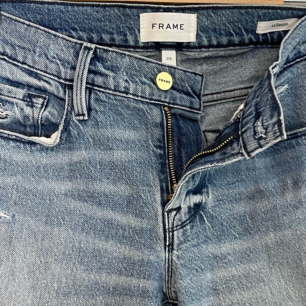 Frame Womens Le Garcon Beldon Rips Straight Leg Jeans Size 25 Distressed - Picture 12 of 12